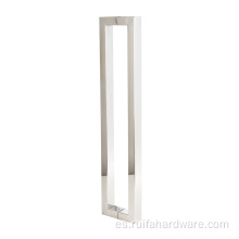Manija de puertas de vidrio de acero inoxidable moderno.